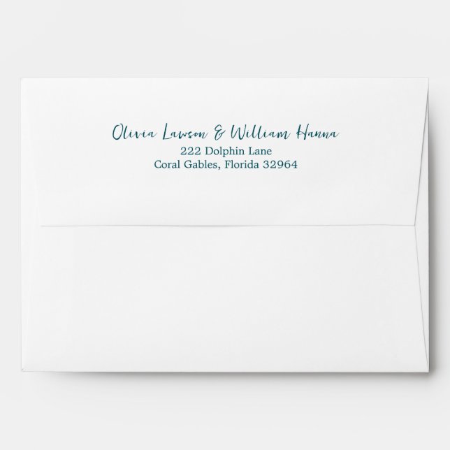 Teal Script Return Address Envelope (Back (Top Flap))