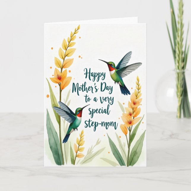 Teal Script Step Mum Card (Front)
