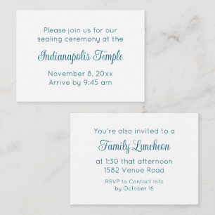 Teal Script Temple Sealing & Meal Invitation