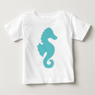 Teal Sea Horse Silhouette Baby T-Shirt