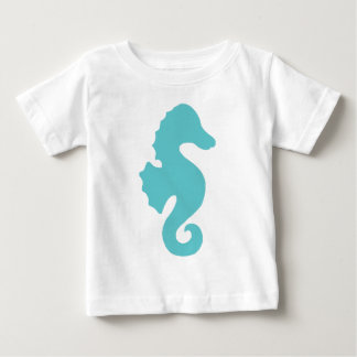 Teal Sea Horse Silhouette Baby T-Shirt