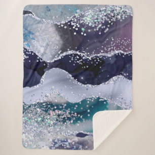*~* Teal Sea Ocean Agate Pearl  Holo GLITTER AP8  Sherpa Blanket