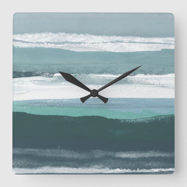 Teal Sea Square Wall Clock (Front)