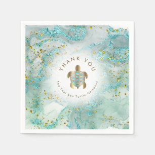 teal sea turtle design  napkin