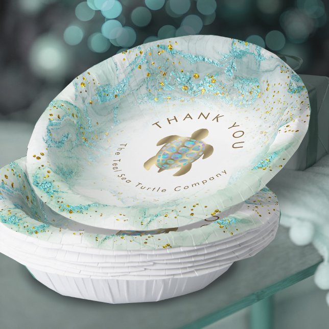 teal sea turtle design paper bowls paper plate (Creator Uploaded)