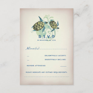 Teal Sea Turtle Wedding RSVP Card