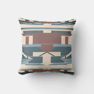 Teal Seafoam Green Beige Southwest Look Mosaic Cushion
