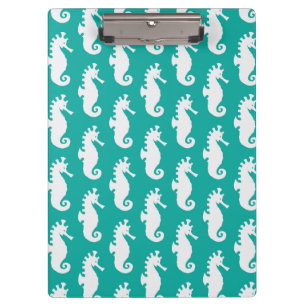Teal Seahorse Pattern 1 Clipboard
