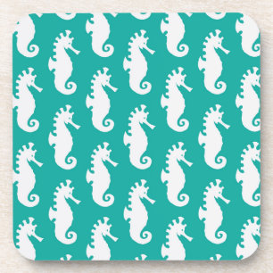 Teal Seahorse Pattern 1 Coaster