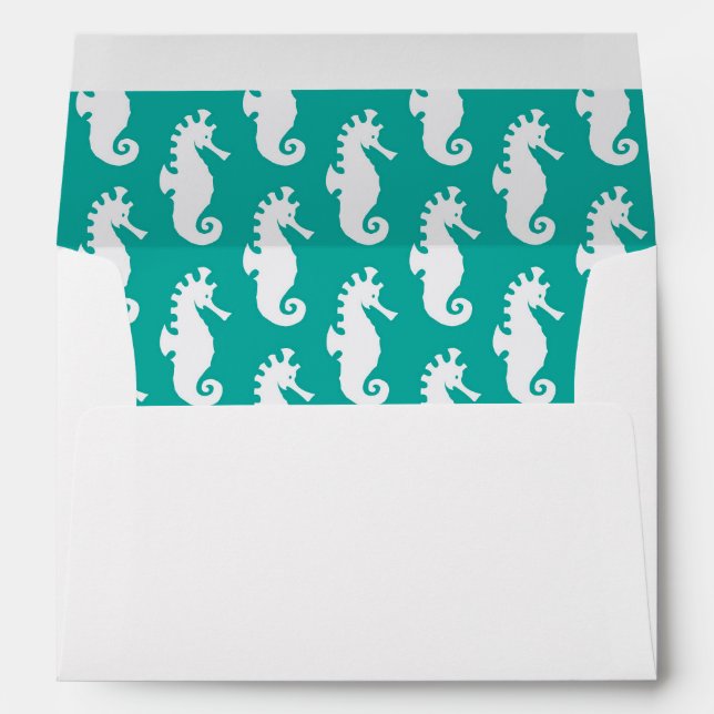 Teal Seahorse Pattern 1 Envelope (Back (Bottom))