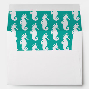 Teal Seahorse Pattern 1 Envelope