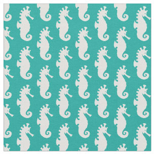 Teal Seahorse Pattern 1 Fabric
