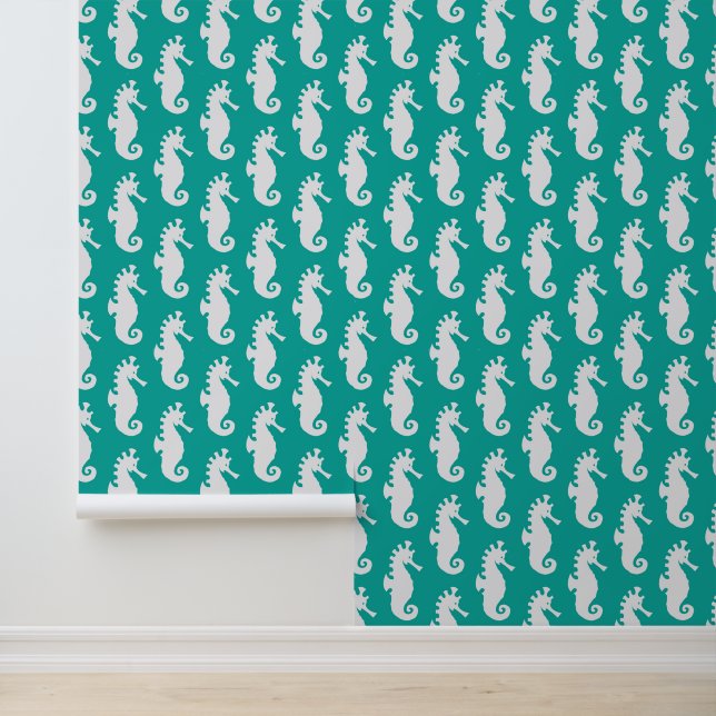 Teal Seahorse Pattern 1 Wallpaper (Application)