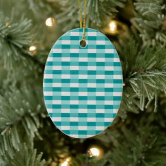 Teal Shades Color Blocks with Light Gray Ceramic Ornament