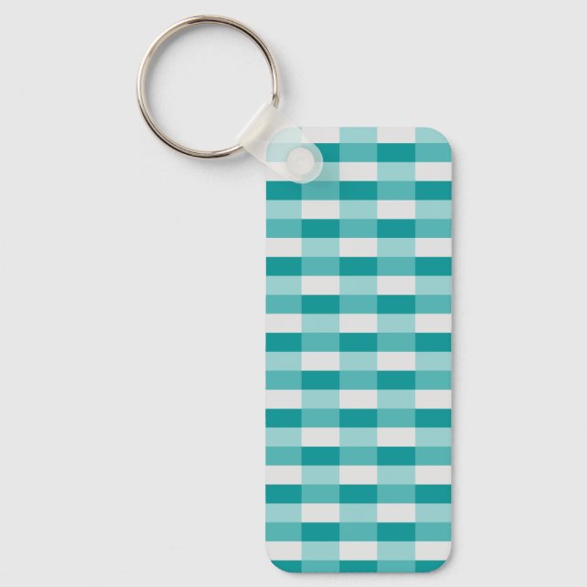 Teal Shades Colour Blocks with Light Grey Key Ring (Front)