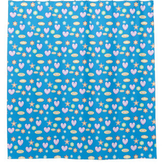 Teal Shapes Shower Curtain