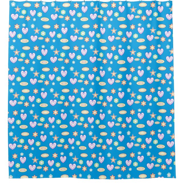 Teal Shapes  Shower Curtain (Front)