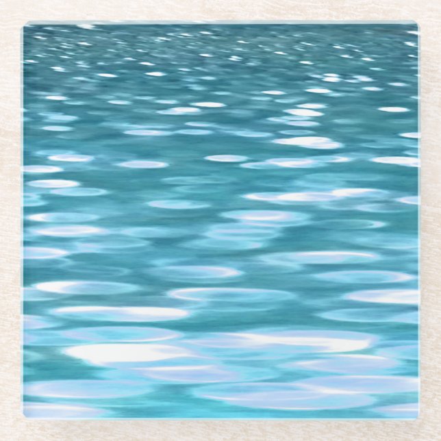 Teal shimmer glass coaster (Front)