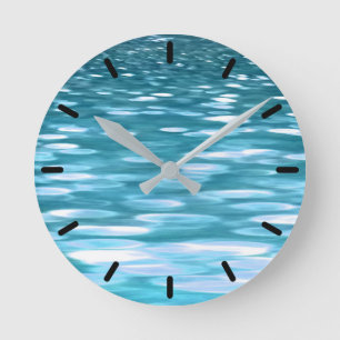 Teal shimmer round clock