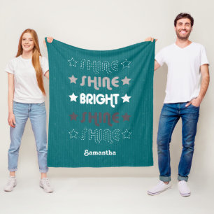 Teal Shine. Shine. Bright. Shine. Shine. Fleece Blanket