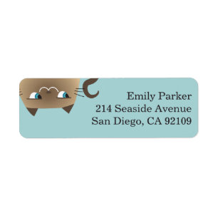 Teal Siamese Cat Return Address Label