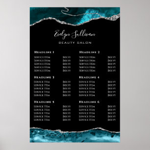 Teal Silver Agate Price List Poster