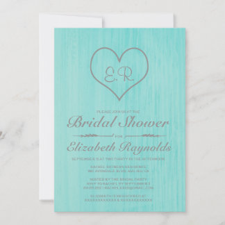 Teal & Silver Country Bridal Shower Invitations