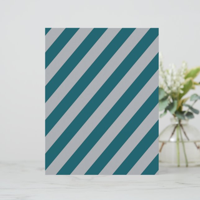 Teal & Silver Diagonal Stripes Scrapbook Paper (Standing Front)