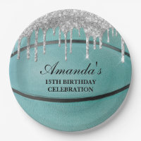 Teal Silver Drip Basketball
