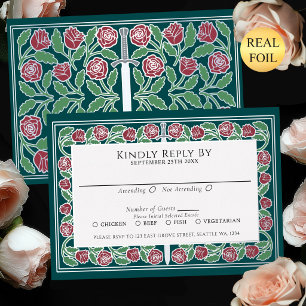 Teal Silver Floral Sword Royal Wedding RSVP