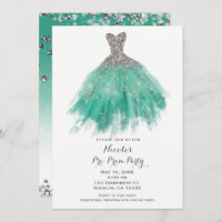 Teal & Silver Glitter Glam Dress Pre Prom Party