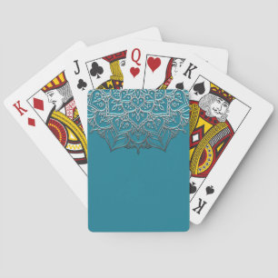 Teal & Silver Mandala Elegant Minimal Moroccan Playing Cards