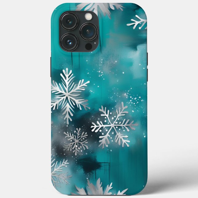 Teal Silver White Christmas Phone Case (Back)