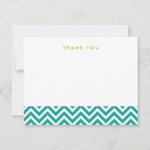 Teal Simple Chevron Thank You Note Cards