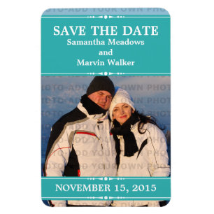 Teal Simple Chic Photo Save the Date Magnet