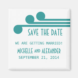 Teal Simple Deco Chic Save the Date Magnet