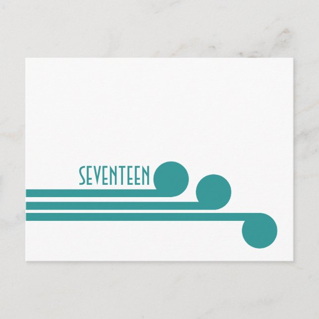 Teal Simple Deco Chic Table Number Postcard (Front)
