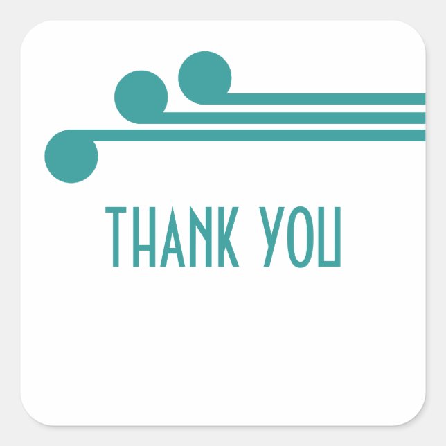Teal Simple Deco Chic Thank You Stickers (Front)