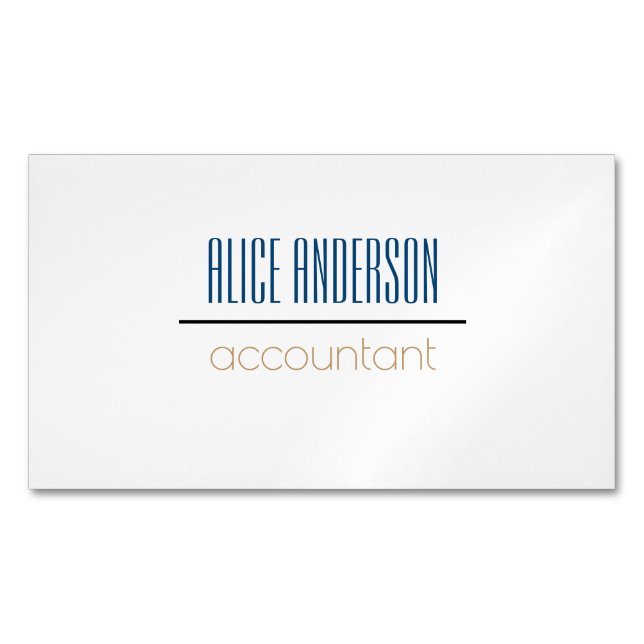 Teal simple geometric modern accountant business 	Magnetic business card (Front)
