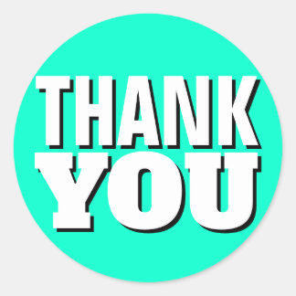 Teal Simple Thank You Classic Round Sticker