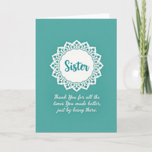 Teal Sister Gratitude Art Card
