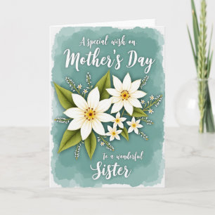 Teal Sister Mothers Day Wish Card