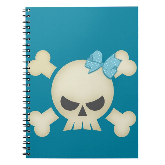Teal Skull N Bow Notebook (Front)