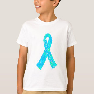Teal Sky Blue Jigsaw Puzzle Pattern Ribbon T-Shirt