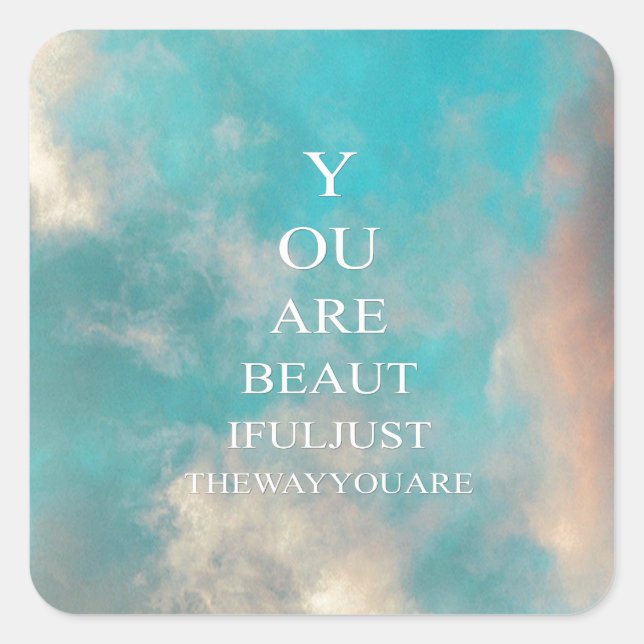Teal Sky Blue Love Quote Square Sticker (Front)