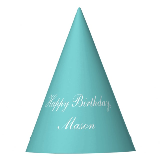 Teal Sky Happy Birthday Party Hats (Front)