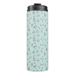 Teal Sleds and Presents Holiday Christmas Thermal Tumbler
