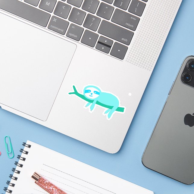 Teal Sloth on a Branch  (Laptop w/ iPhone)