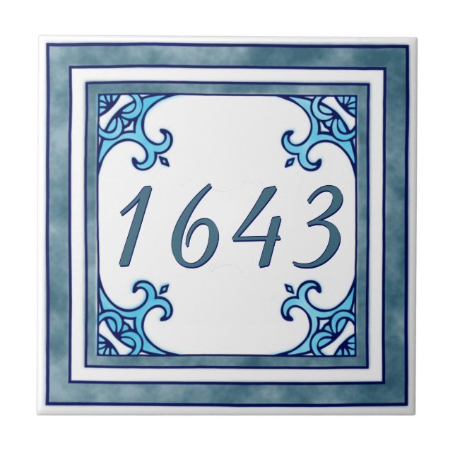 Teal Small House Number Tile (Front)