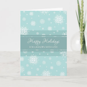 Teal Snow Grandpa Happy Holidays Christmas Card